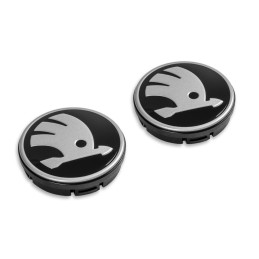 Ozdobný střed kola - Černá / chrom - 2 ks