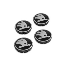 Ozdobný střed kola - Černá / chrom - 4 ks